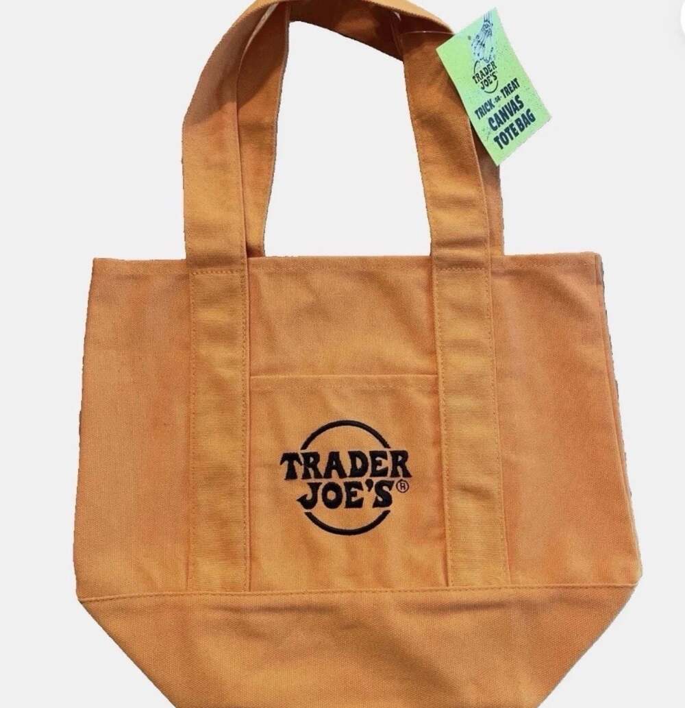 Trader Joe's Limited Edition Halloween Mini Orange Canvas Tote Bag